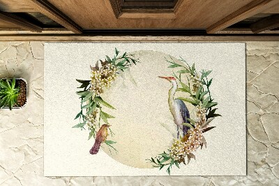 Outdoor mat Crane and Flowers