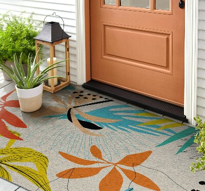 Front door floor mat Leaves and Flowers