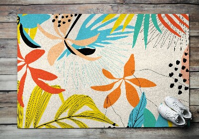 Front door floor mat Leaves and Flowers