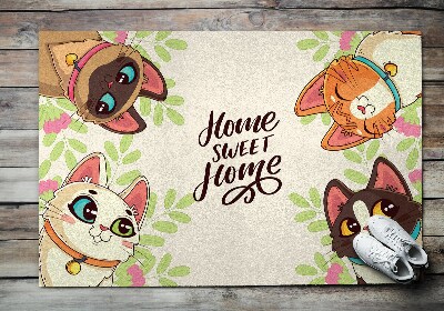 Front door mat Inscription Cats