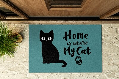 Front door mat Cat in the house