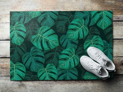 Front door mat Large Leaves of Monstera