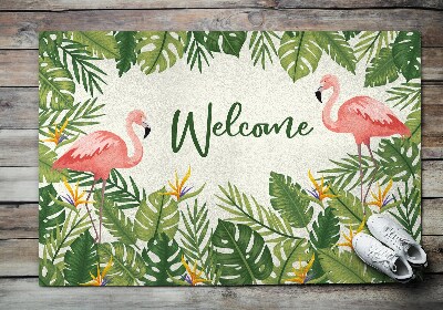 Outdoor mat Birds flamingos