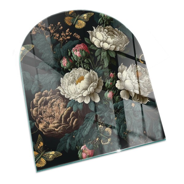 Glass hearths with floral motifs
