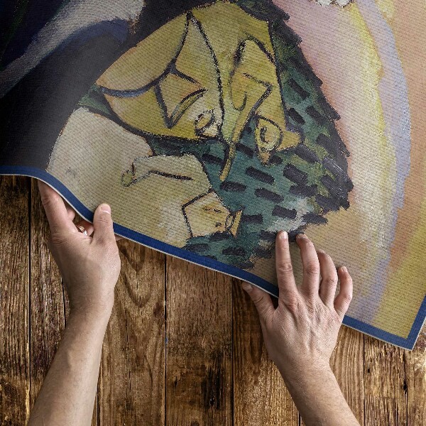 Vinyl rugs with artistic motifs