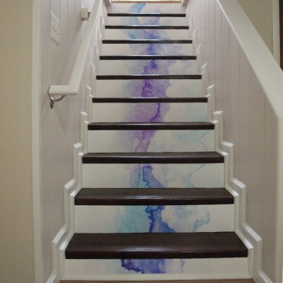 Watercolor stair decals