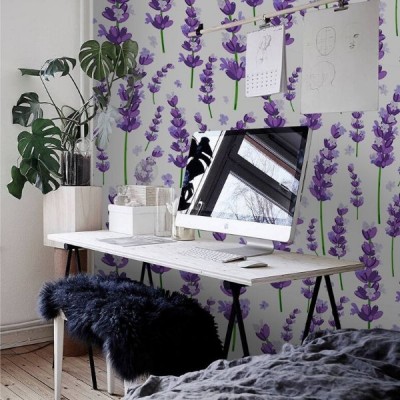 York Wallcoverings Marquis PR9016 Wallpaper Cherry Blossoms Floral Lavender Pink 