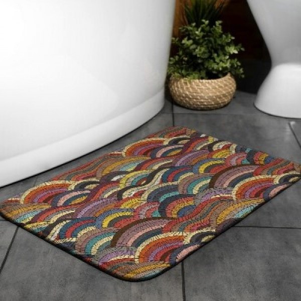 Bathroom rugs with abstract motifs