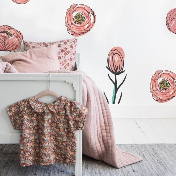 Peony wall decals 