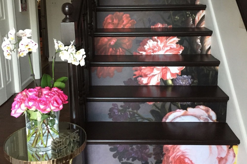 Floral stair stickers