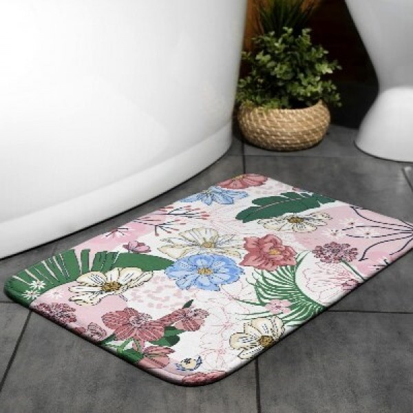 Bathroom rugswith flowers and plants