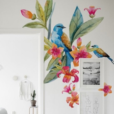 Details about   Pretty Tropical Birds On Floral Branch Wall Decal Home Décor Vinyl Wall Sticker 